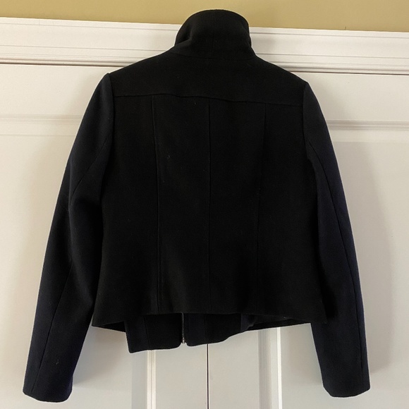 Ann Taylor Color Block Asymmetrical Wool Moto Coat - Picture 4 of 8